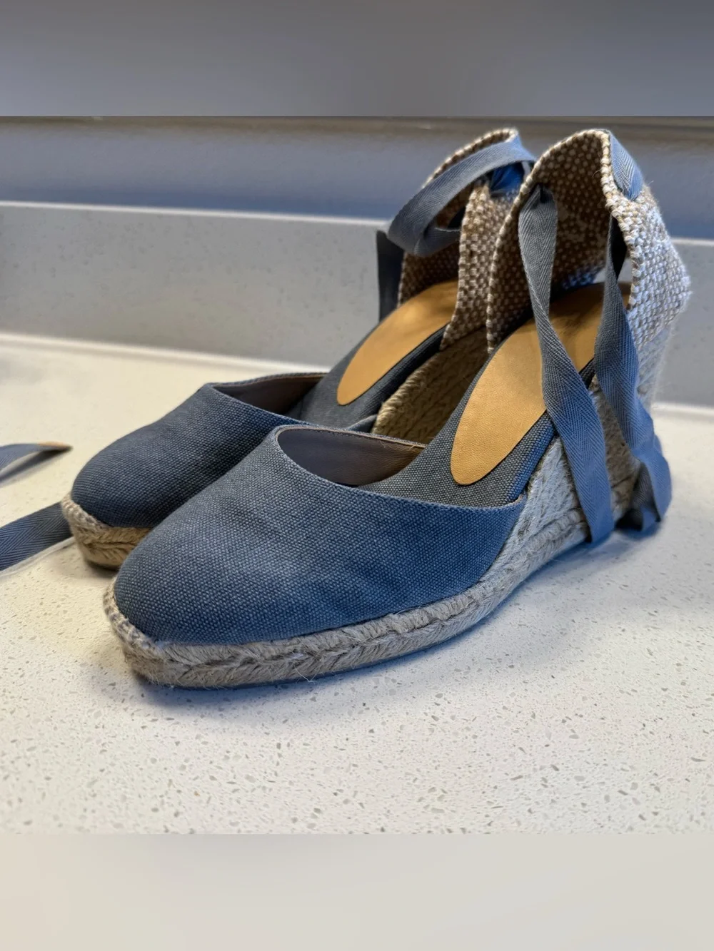 Carina Cotton Canvas Espadrilles 3” heel size 6.5
